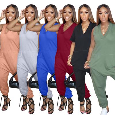 China Wholesale QUICK DRY plus size 2021 summer sale European&American hot solid color loose overalls for ladies for sale