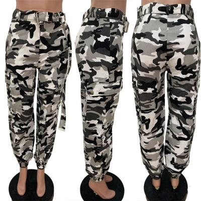 China 2022 autumn women's anti-pilling new fashion trend middle waist and foot tied camouflage casual loose jumpsuits (including belt) for sale