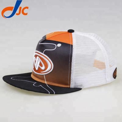 China COMMON Service Country OEM Brim Mesh Hat Flat Cap , Neon Colored Snapback Trucker Hat for sale