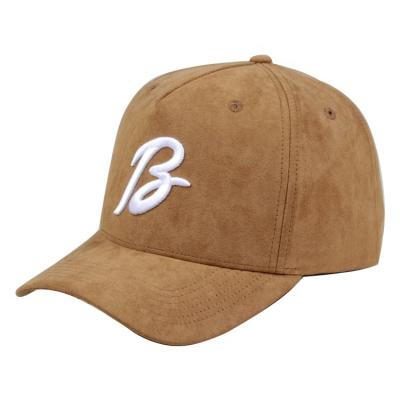 China 2021 COMMON Baseball Khaki 5 Panel Mens Suede Baseball Cap, Mens Suede Stripe Dad Hat for sale