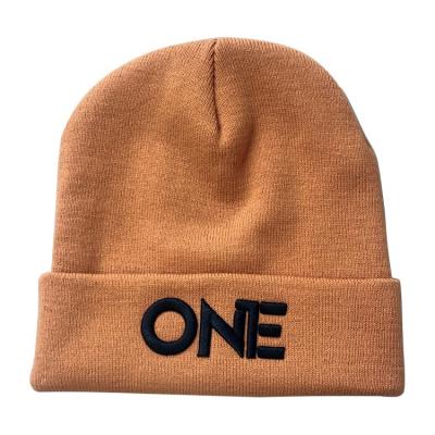 China COMMON Cheap Puff Embroidery Brown Skullcap , Quick Production Knit Hat Skullcap Wholesale for sale