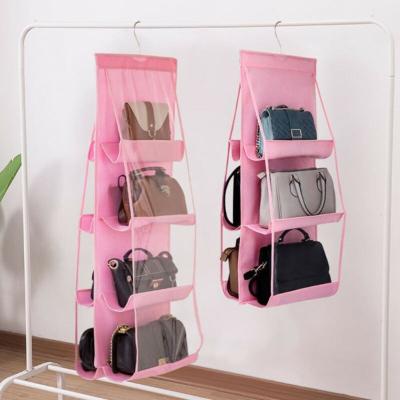 China Living Room Wardrobe Closets 8 Pockets Shelf Bag Handbag Two Sides Hanging Organizer Storage Holder for sale