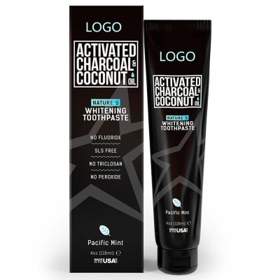 China Private Label Activated Charcoal Natural Organic Teeth Whitening Whitening Toothpaste With Coconut for sale