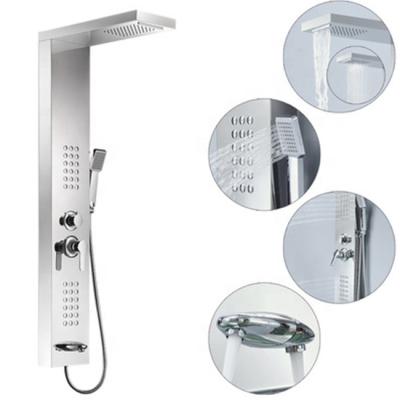 China Without Slide Bar Nickel Gold Brushed Shower Panel Column Towers Stainless Steel Wall Mount Shower Panel For Bathroom Massage Shower Column for sale