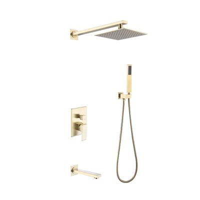 China Without Slide Bar Bathroom Rainfall Shower System Brass Wall Mount Shower Set Shower Mixer Faucet Set for sale