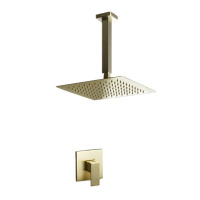 China Without Sliding Bar Single Lever Square Rainfall Shower Head Concealed Wall Mounted Bathroom Shower Set Ceiling Shower Faucet Bathtub Faucet 2450g Brass for sale