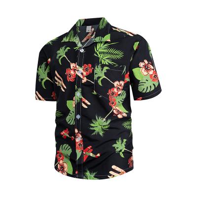 China Anti-pilling New 2022 Summer Hawaiian Shirt Short Sleeve Floral Tops Beach Resort Fashionable Handsome Shirt Plus Size Men's Shirts for sale