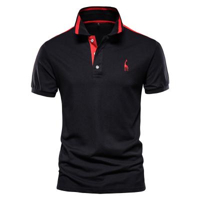 China 2022 New Summer Men's Anti-Wrinkle Polo Shirts Custom Logo Fawn Embroidery Trim Short Sleeved Men Polo Shirts for sale