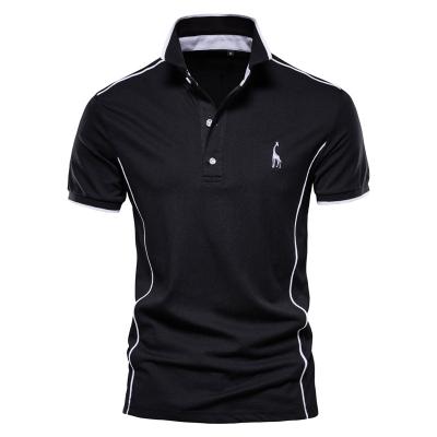 China 2022 New Anti-wrinkle men's fashion men's polo shirts custom logo fawn embroidery trim short sleeved men polo shirts for sale