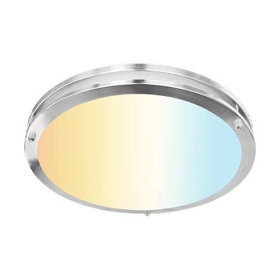 China TDC Selectable & Smart RGBW US/Canada Style Low Profile Brushed Nickel Finish Double Ring Dimming Mount ETL ES Outdoor LED Ceiling Lights for sale