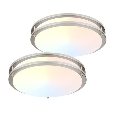 China TDC Selectable & Nickel Design Smart RGBW Brushed Super Thin Double Rings Five Year Warranty Triac Dimming Surface Mount ETL ES LED Ceiling Light Fixtures for sale