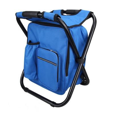 China Folding 600D Waterproof Outdoor Contract Saddles Backpack Portable Blue Fish Beach Chair Backpack with Cooler Bag for Outdoor Travel Camping for sale