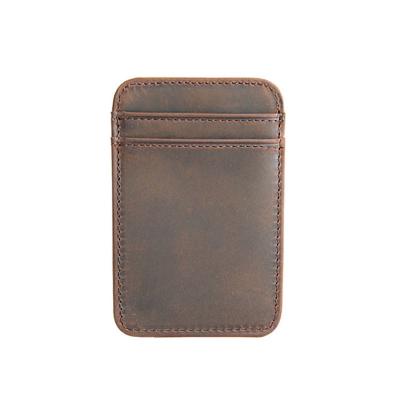 China Retro fashion high quality men's business card top leather holder mini real handmade bag collection multi card position for sale