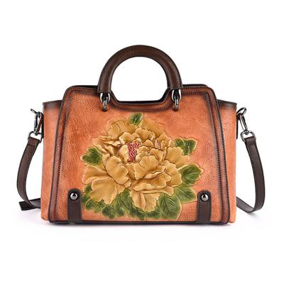 China 2022 New PORTABLE Italian Leather Embossing Leather Color Brush Leather Women's Handbag Women's Handbag for sale