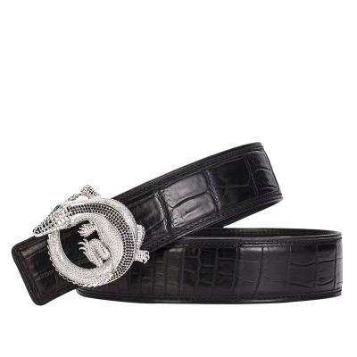 China Genuine 925 Sterling Silver Belt Genuine Cowhide Buckle OEM Crocodile Skin and Belt High Quality Handmade Women Men Crocodile Leather Belts Belts for sale