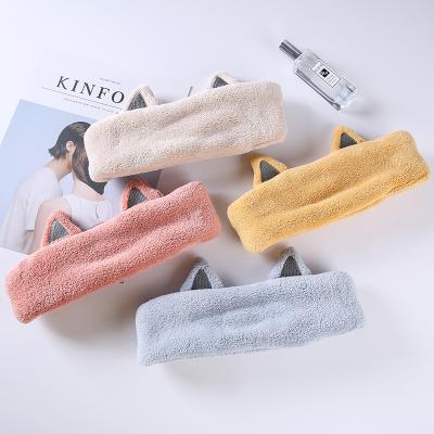 China New Design OEM Fashion Cat Ear Skin Care Headband High Quality Hairy Soft Hair Band Elastic Hair Band Suitable For Girls for sale