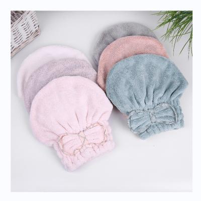 China Beautiful QUICK DRY Exquisite Simple Coral Fiber Hair Towel Quick Dry Turban Princess Hat For Girls for sale