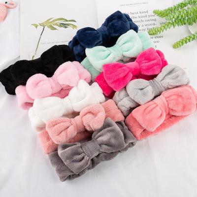 China New Fashion OEM Style Baby Bowknot Baby Hair Band Width Side Border Solid Color Flannel Women Elastic Headbands for sale