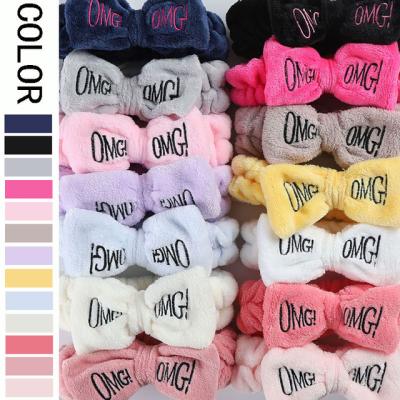 China Fashion to new hot style OH MY GOD embroidered letter headband fourteen-color headband side face wash wide headband for sale