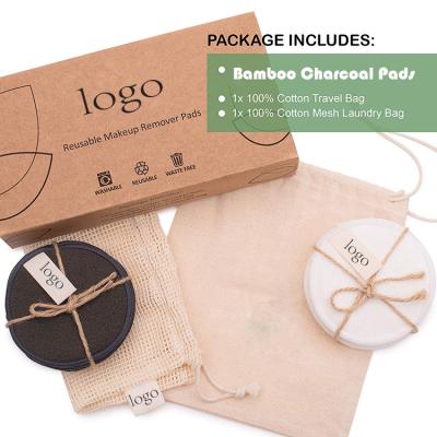 China Hot Selling Makeup 3 Layer Pads Bamboo Charcoal Cotton Face Reusable Makeup Remover Cleansing Pads Custom Logo Makeup Remover Pads for sale