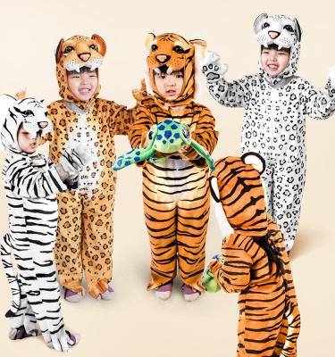 China Festival Costumes Sweet Hot Sale Brown / White Tiger And Leopard Costumes For Kids for sale