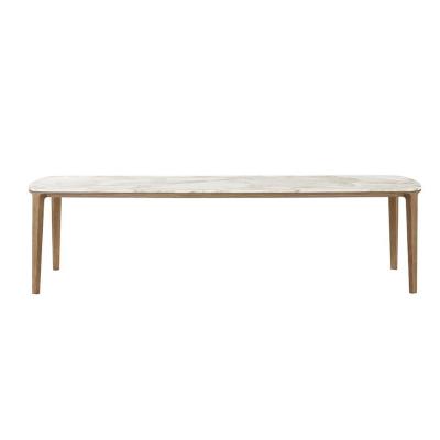 China Contemporary Luxury Modern Carrara Marble or Ceramic Dining Table Wooden Legs Top Dining Tables for Villa for sale