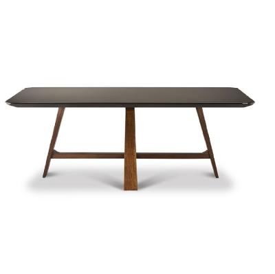 China Contemporary High Quality Dining Table Top Lacquered In Environmental Paint Leg Solid Wood Dining Table for sale