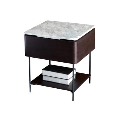 China Contemporary Elegant Design Marble Top Stainless Steel Frame Night Stands Modern Bedroom Beside Tables for sale