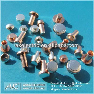 China ISO ROHS Approved AgCu Alloy Silver Contacts Rivet For Circuit Breakers Alloy Contacts Silver Rivet for sale