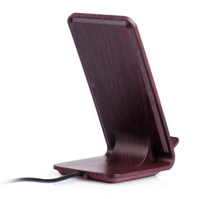 China Cell Phone Wood Stand Wireless Charger For Mobile Phone With QI Standard for sale