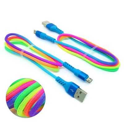 China Mobile Phone Types 2019 New Design Rainbow Colorful Nylon Micro Braided Charging USB Cable, Charger Data Sync Cable For iPhone for sale