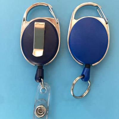 China Zinc Alloy ABS+ Carabiner Badge Reel Holder With Clip PVC Back Strap for sale