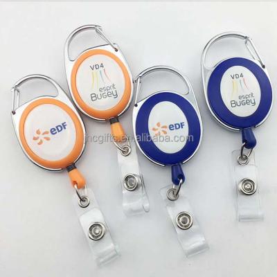 China ABS+ Zinc Alloy Hot Carabiner 2022 Retractable Badge Reel Holder With Back Clip PVC Strap for sale