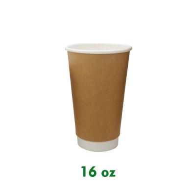 Cina Disposable 16 oz 500ml instock white kraft paper 16oz custom wallpaper double glass cup with lid in vendita