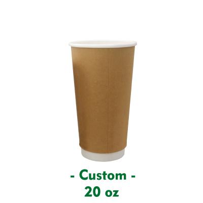 China 20 oz 600ml 20oz PLA Coffee Double Disposable Custom Compostable Wallpaper Cup for sale