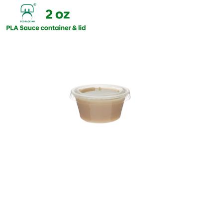 中国 2oz 60ml Disposable PLA Disposable Eco-Friendly Degradable Plastic Mini Food Cup Containers For Sauce With Lids Food Sauce Container 販売のため