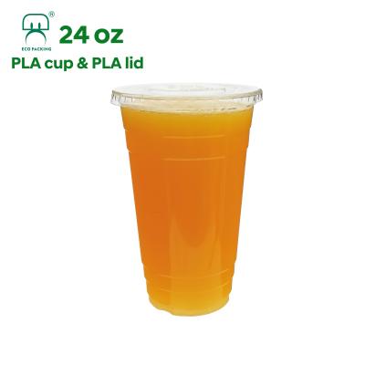 Китай 24oz 700ml Disposable Compostable Clear Cold Cup Single Wall Plasma Plastic Cups продается