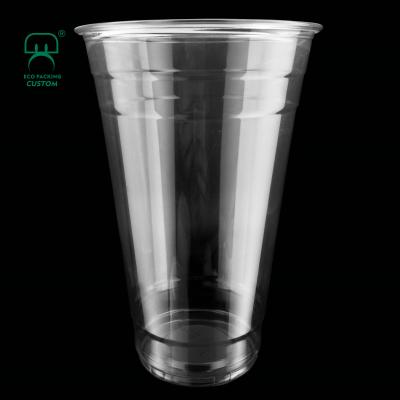 China 32oz 1000ml Single Wall Disposable Plastic Cold Cup With Flat Dome Lid 32oz Pet Cup for sale