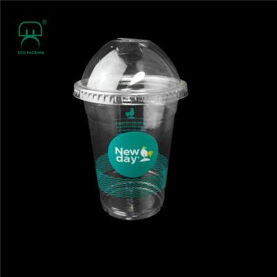 China 16oz 500ml Clear Pet Water Cup Water Drinks Cola Coffee Single Wall Plastic Cold Soda Glass Custom Made for sale