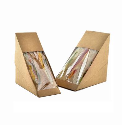 China Custom Printing Disposable In-stock Kraft Paper Sandwich Packaging Box for sale