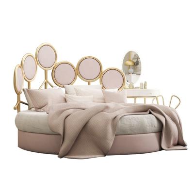 China Adjustable Light Luxury Round Bed Round Bed Bedroom Furniture Luxury Hotel Set Romantic (Other) Luxury Hotel Style for sale