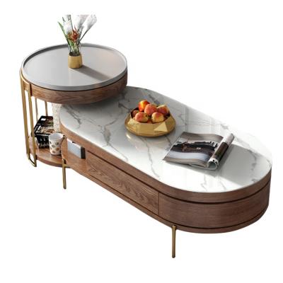 China 2020 Modern Wholesale New Design Scandinavian Furniture Living Rectangular Oval Oak Coffee Table Convertible for sale