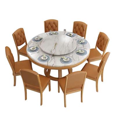 China Color Durable Custom Materials Designs Wood Carving Bottom Dining Table Set Rock Marble Top Used For Home Hotel Villa for sale