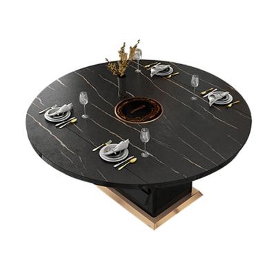 China New Product Furniture Round Metal Base Home Durable Home Furniture Multifunctional Round Expandable Dining Table for sale