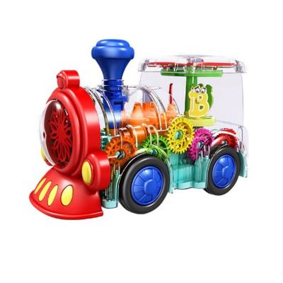 China With wholesale cheap plastic transparent speed train car electric universal toys lightweight and healthy with light noise for sale