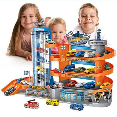 China Electric Car Parking Lot Toy Kids Slot Vehicle Educational Simulation Disassembly Urban Rail Track Truck for sale