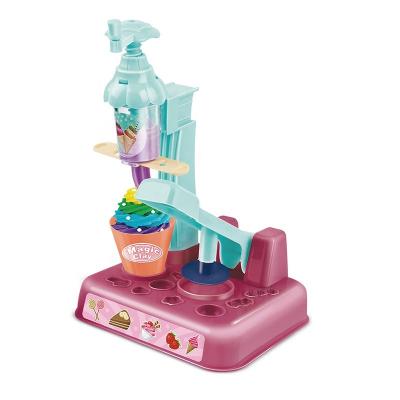 China Creative Educational Children Diy Pretend Color Clay Toy Set 34*9.6*21cm Kitchen Play Dough Tool Game Ice Cream for sale