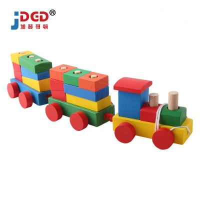 China Educational Toy Early Learning Educational Toy Pull Line Stacking Building Blocks Train Set Wooden for sale