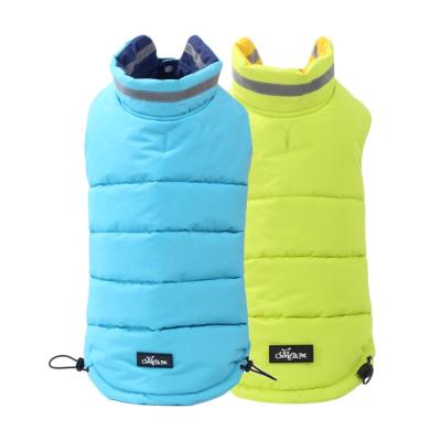 China Wholesale Stocked Luxury Reversible Dog Clothes Vest Winter Polyester Padded Reflective Waterproof Dog Stripper Jacket Manufacturer for sale