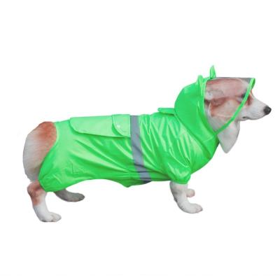 China Best Stocked Selling Pet Supplies Solid Color Dog Clothes Reflective Luxury Recycle PU Pet Raincoat With Poncho Hood China Pet Products for sale